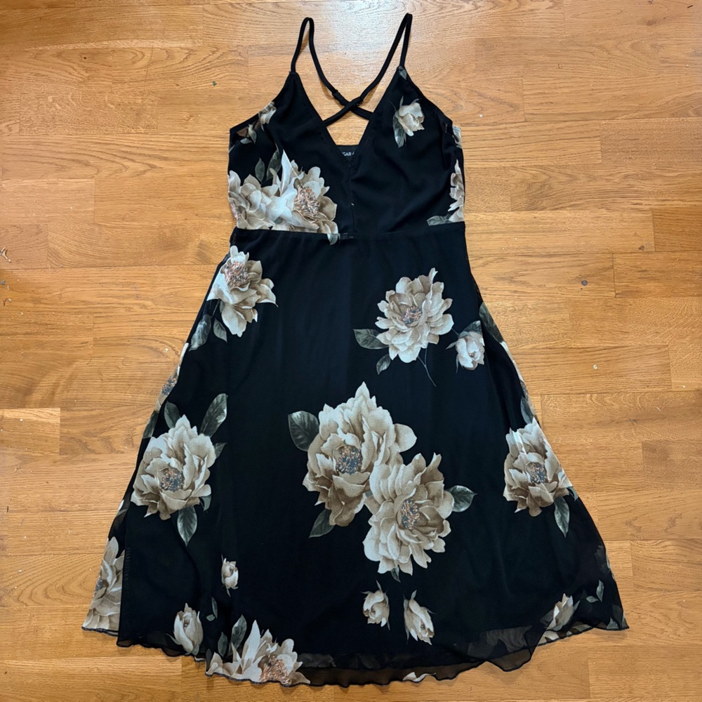 Black Floral Mesh Dress